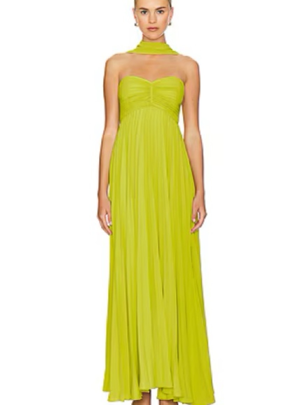 DELFI Dapheni Chartreuse Dress with Neck Scarf